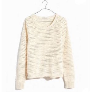 Madewell Open-Stitch Austen Pullover Sweater Cream L
